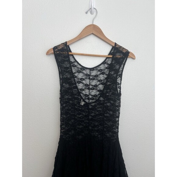 Free People French Courtship Lace Slip Handkerchief Hem Dress Whimisgoth Witch M - Picture 8 of 11
